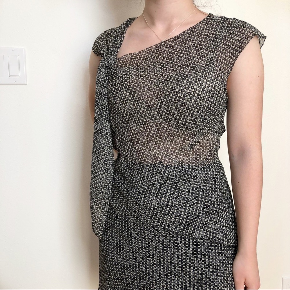 Max Studio Black Sheer Silk Top S